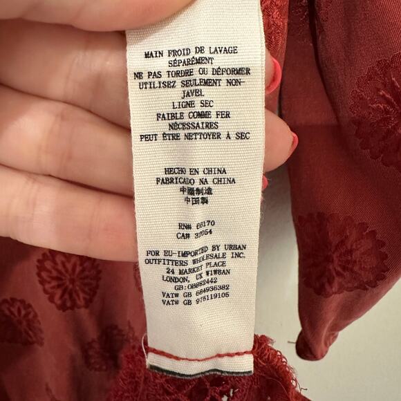 S Free People Red Print Lace Empire Waist Maxi Dress - Picture 5 of 5